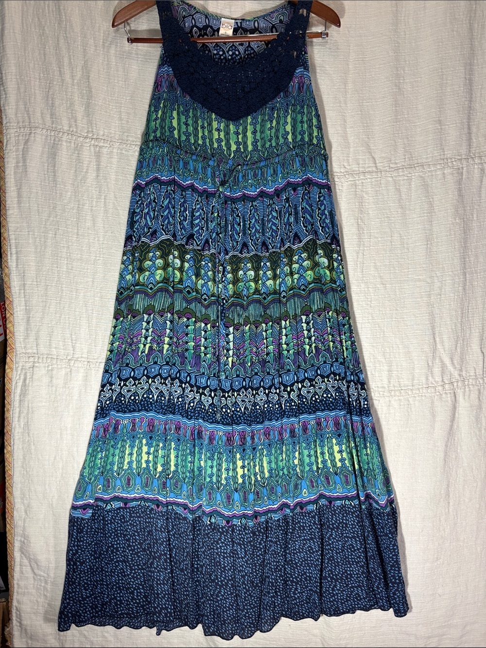 Bila Blue Green Patterned Maxi Dress